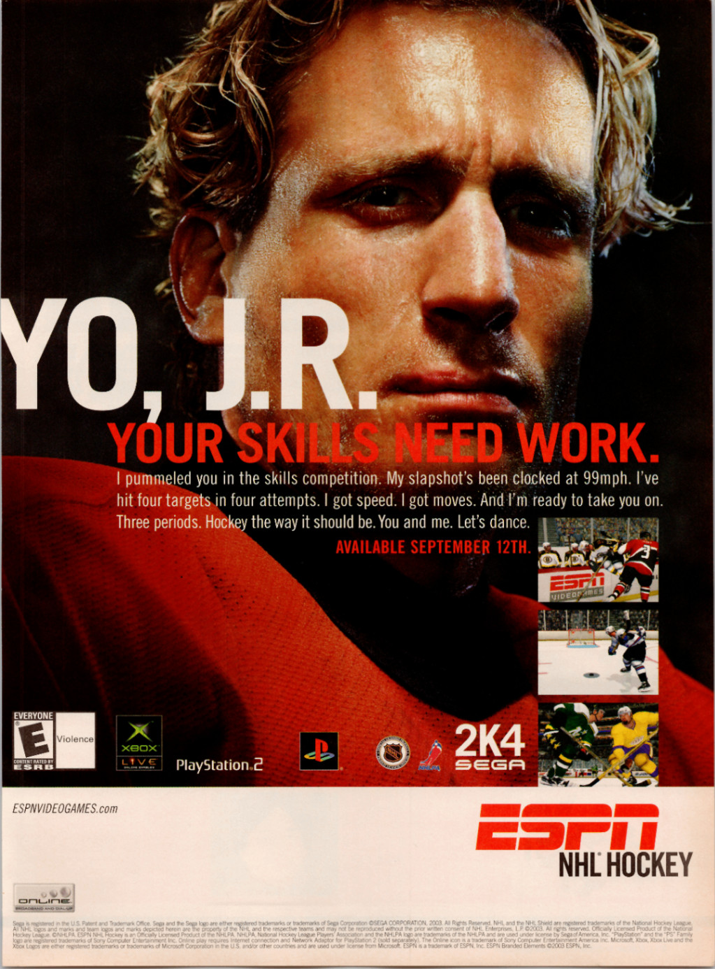 ESPN NHL Hockey 2K4 Vintage Poster Print Ad 2003 Video Game Xbox PS2 J.R.