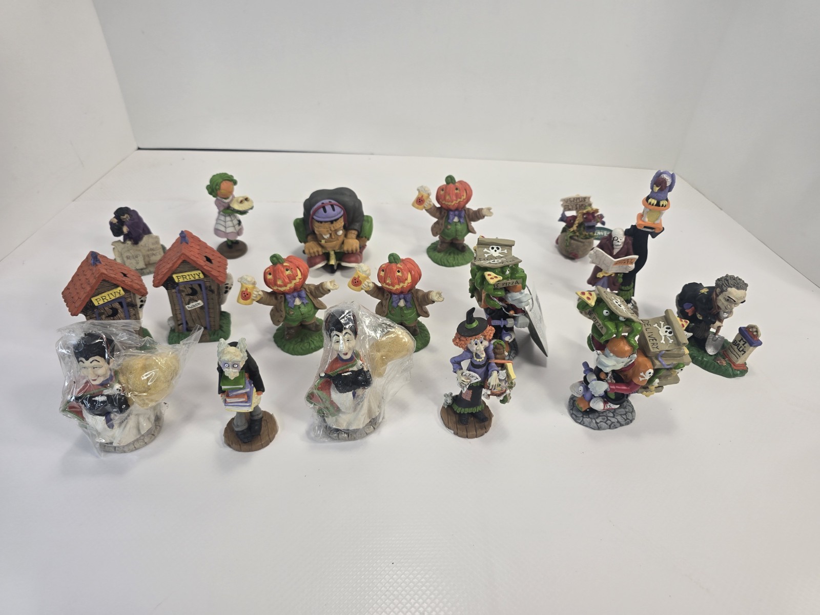 HALLOWEEN Figures Ornaments Decorations Lot Pumpkin Zombie Creepy Decor Vintage 