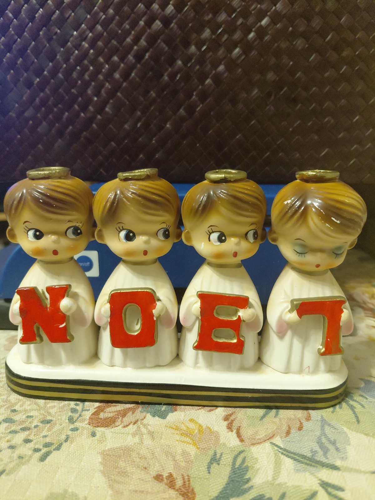 VTG Capri Creations Choir Boys NOEL  Christmas Candlestick Holder Japan 1950s
