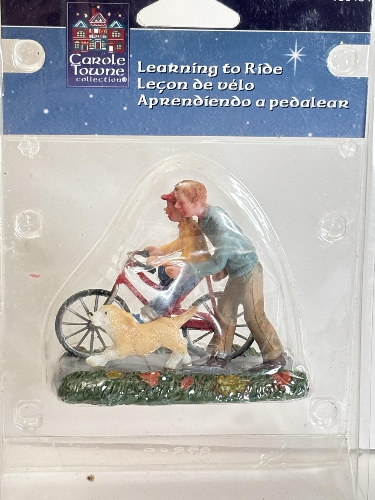 Lemax Learning to Ride Bike Dog Figurine Christmas Carole Towne 156434 2008