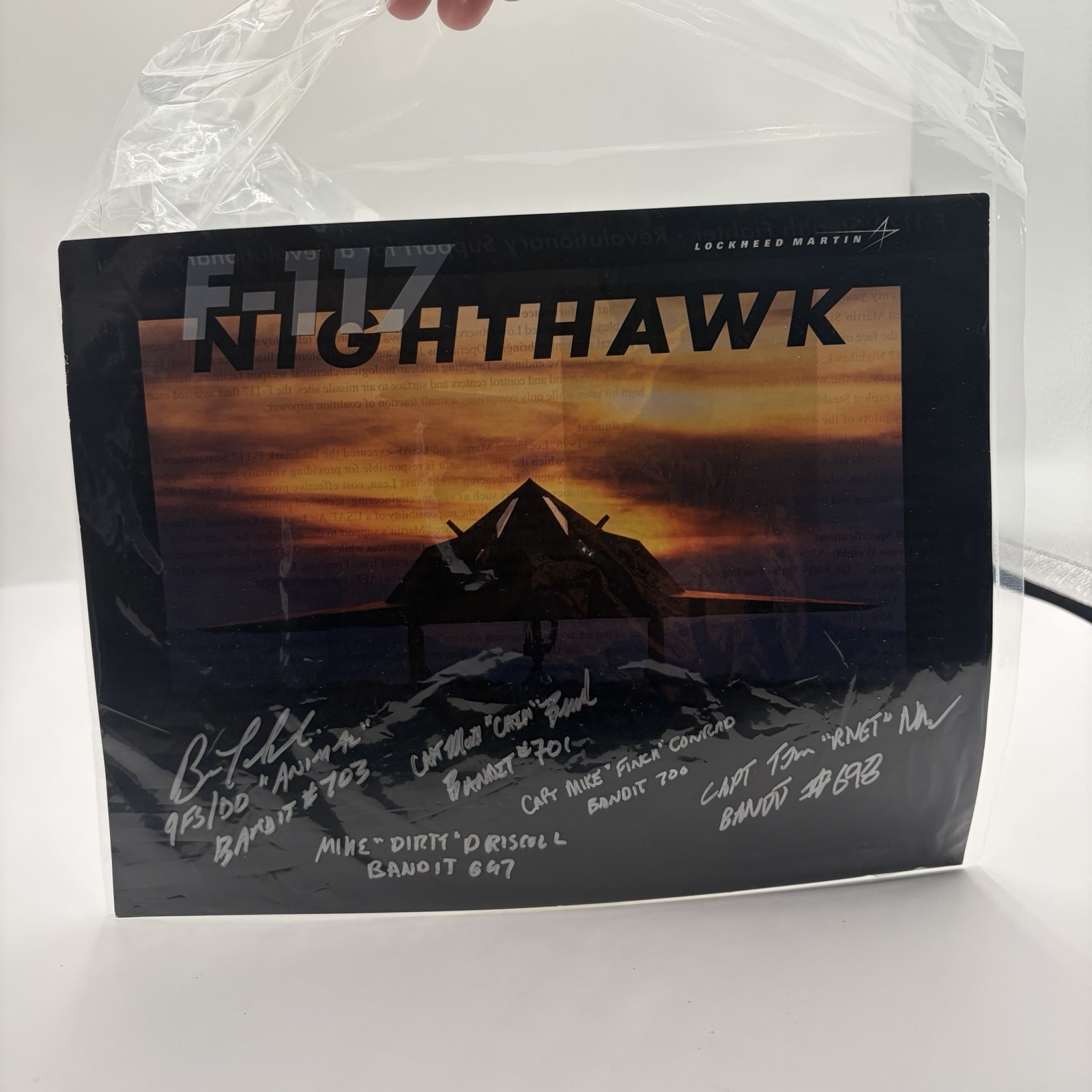Signed Lockheed F-117 Nighthawk Pilot Print - 5 Stealth Bandit Signatures RARE