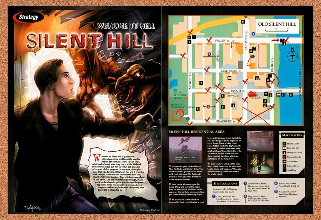 1999 Silent Hill Old Silent Hill Map Original Advertisement / Retro Promo vr2