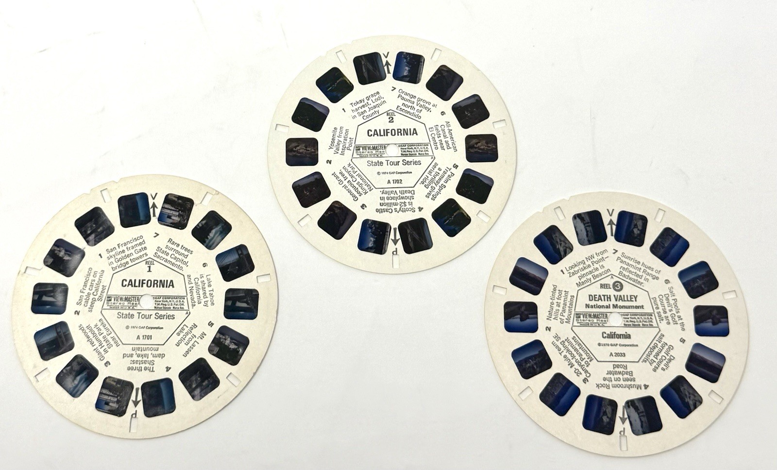 Vintage View-Master California Yosemite State Tour Series Reels Lot of 3