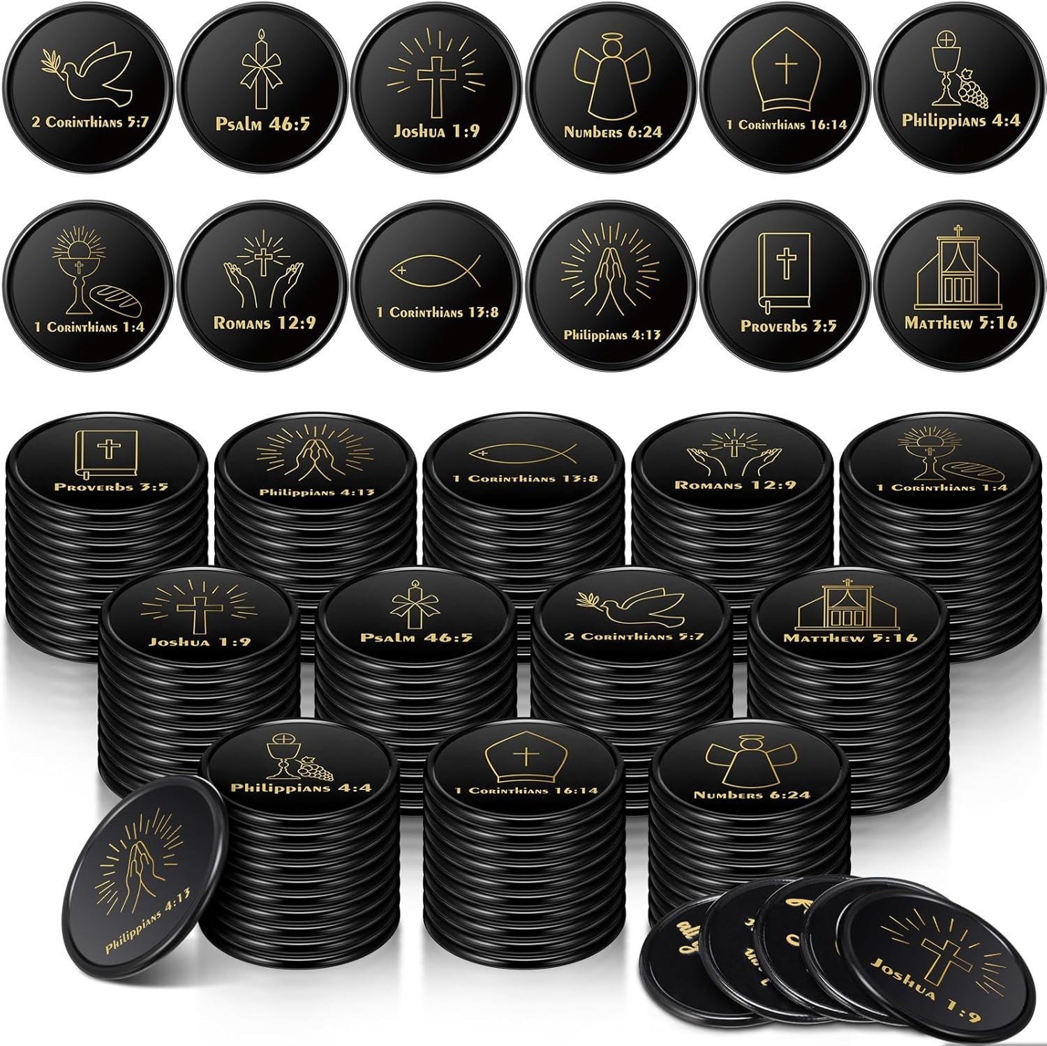 120 PCS 120 Pcs Christian Gift Bulk Bible Verse Prayer Tokens 1.5