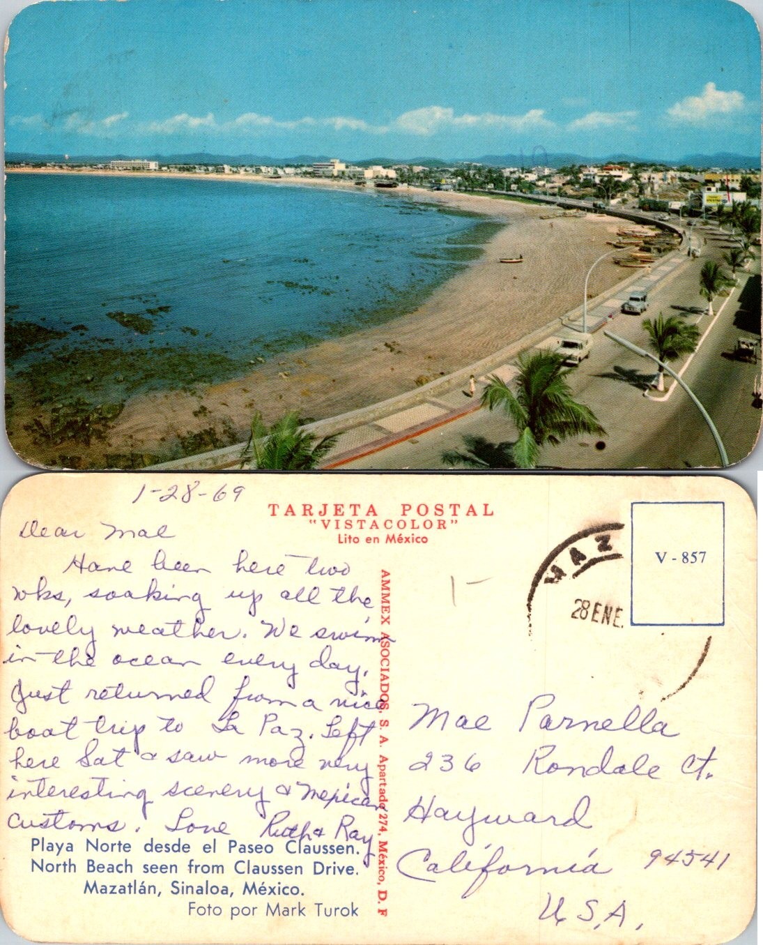Mazatlan, Sinaloa, Mexico Playa Norte desde el Paseo Claussen Postcard 70039