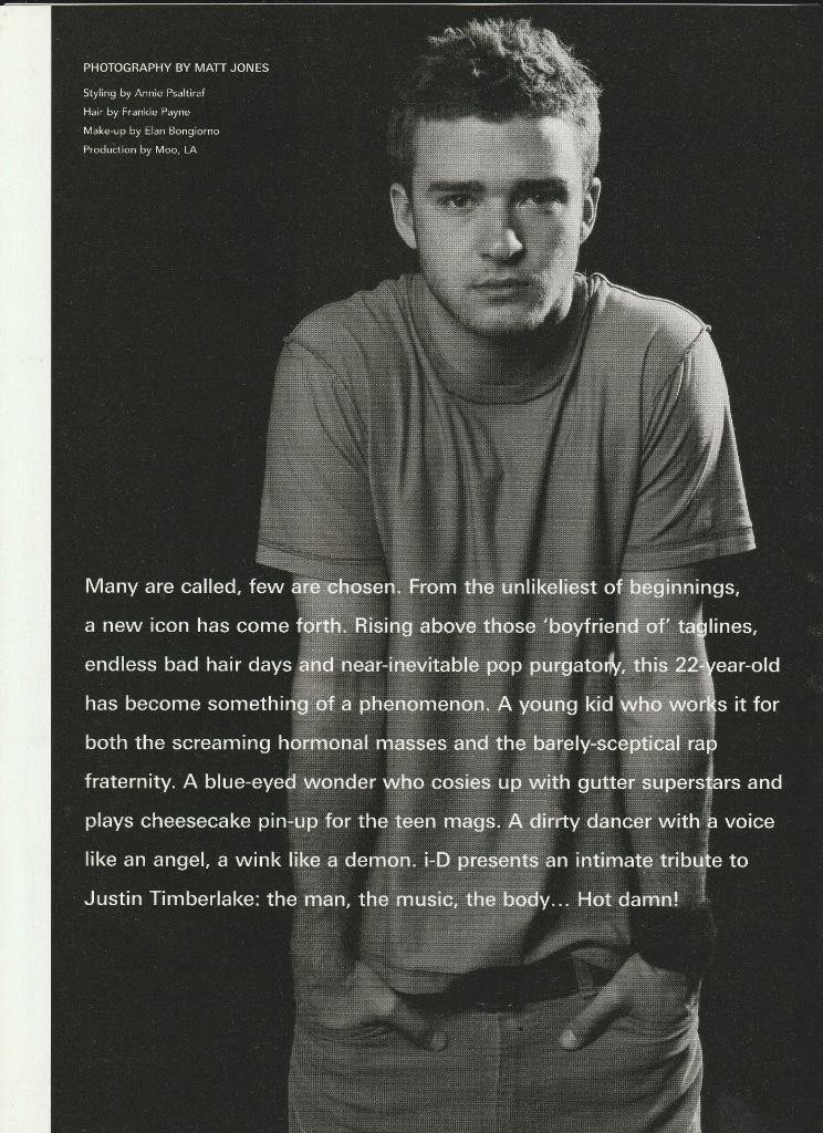 Justin Timberlake Nsync teen magazine pinup clipping New York City Pop Star ID