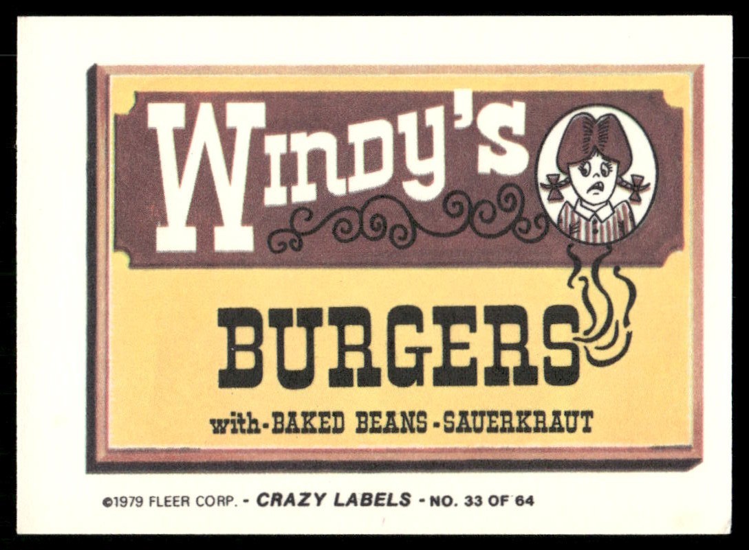 Wendy's Burgers 1979 Fleer Crazy Labels Card #33 (NM)