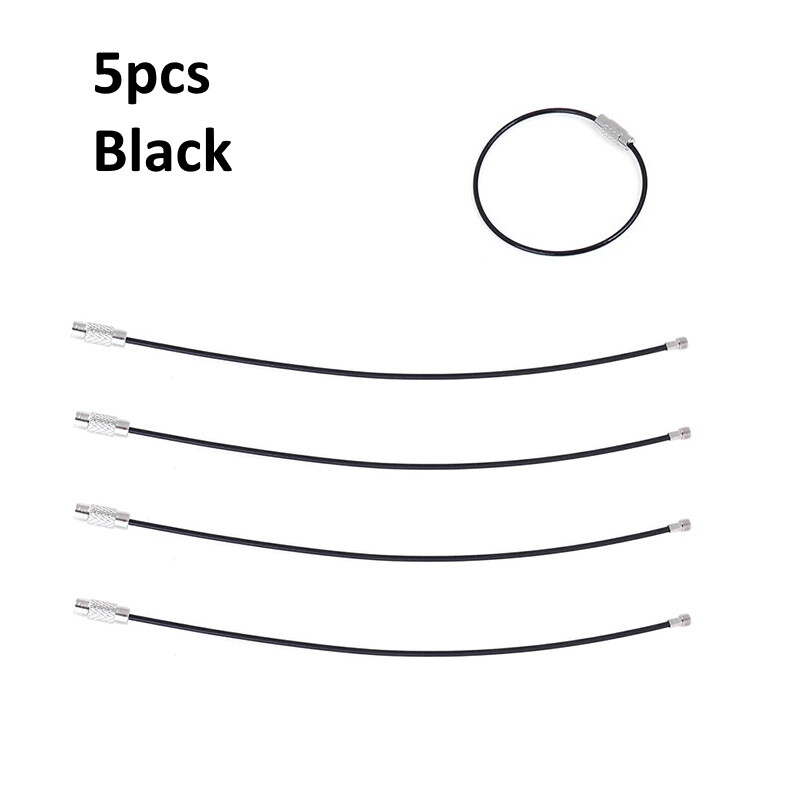 5x Stainless Steel Vinyl Coated Braided Wire Cable Keychain Key Ring Loop 6\