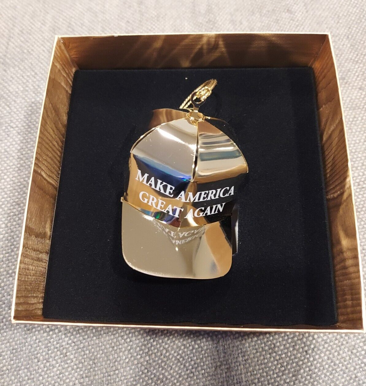 Rare 2024 Donald Trump Ornament Hat Make America Great Again MAGA Gold