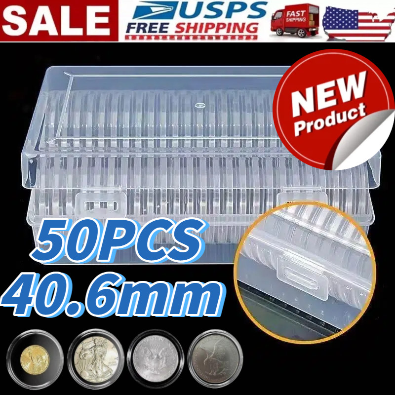 50Pcs Direct Fit Airtight 40.6mm American Silver Eagle 1Oz Coin Holders Capsules