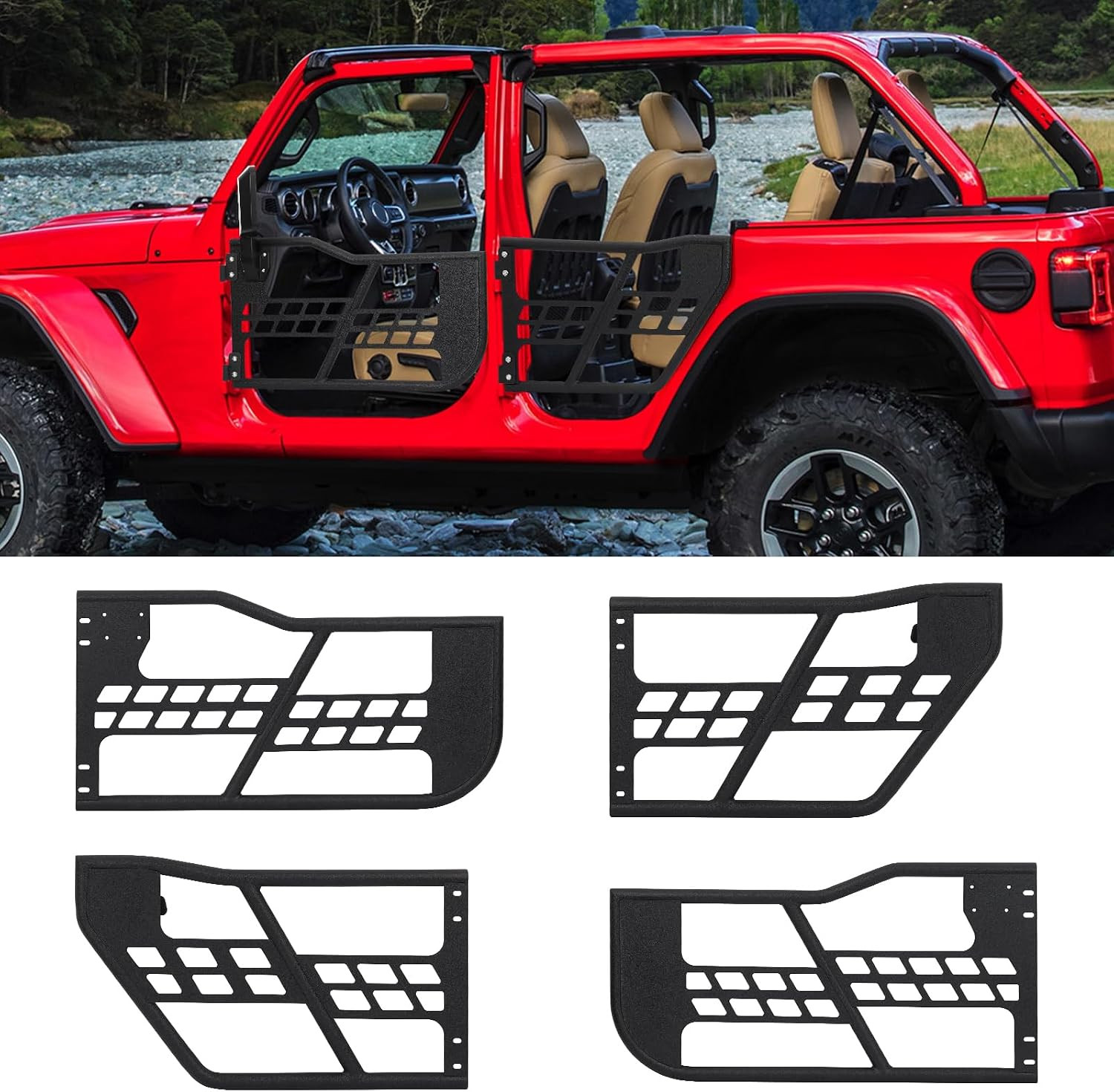 Off-Road Safari Tubular Doors Compatible with Jeep Wrangler JK 2007-2018 | Set o
