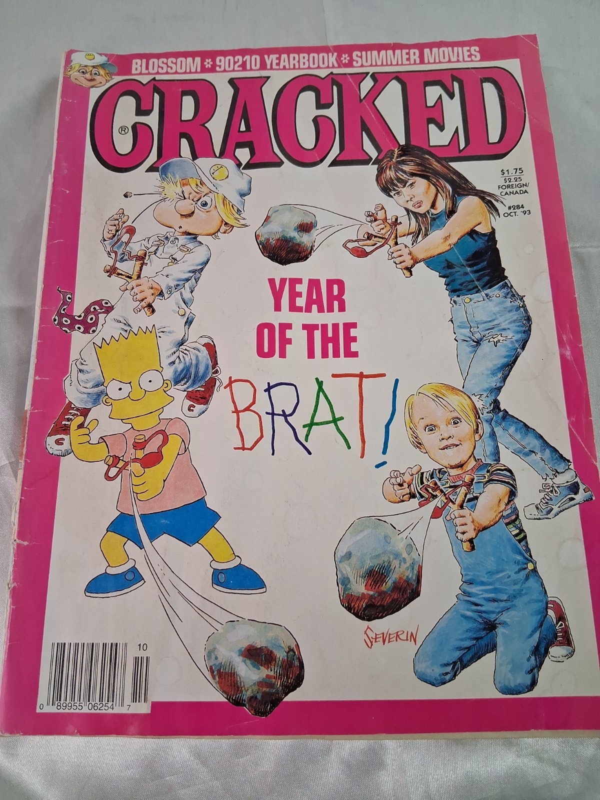 Vintage Oct. '93 Cracked Comic Magazine #284 Bart Simpson Nolan Ryan