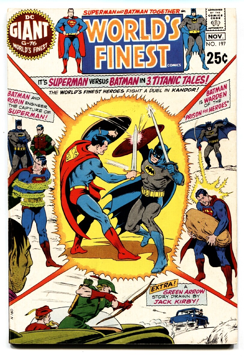WORLDS FINEST #197 comic book 1970 SUPERMAN-BATMAN-Green Arrow