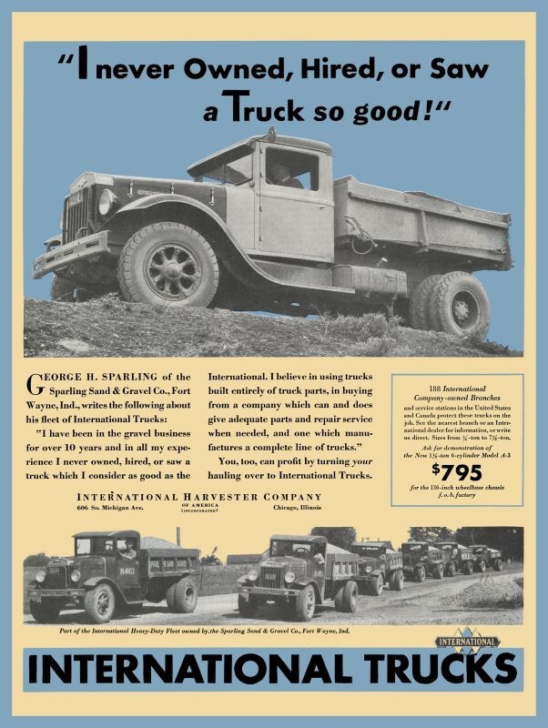 1932 International IH Trucks Sparling Sand NEW METAL SIGN: 12x16\