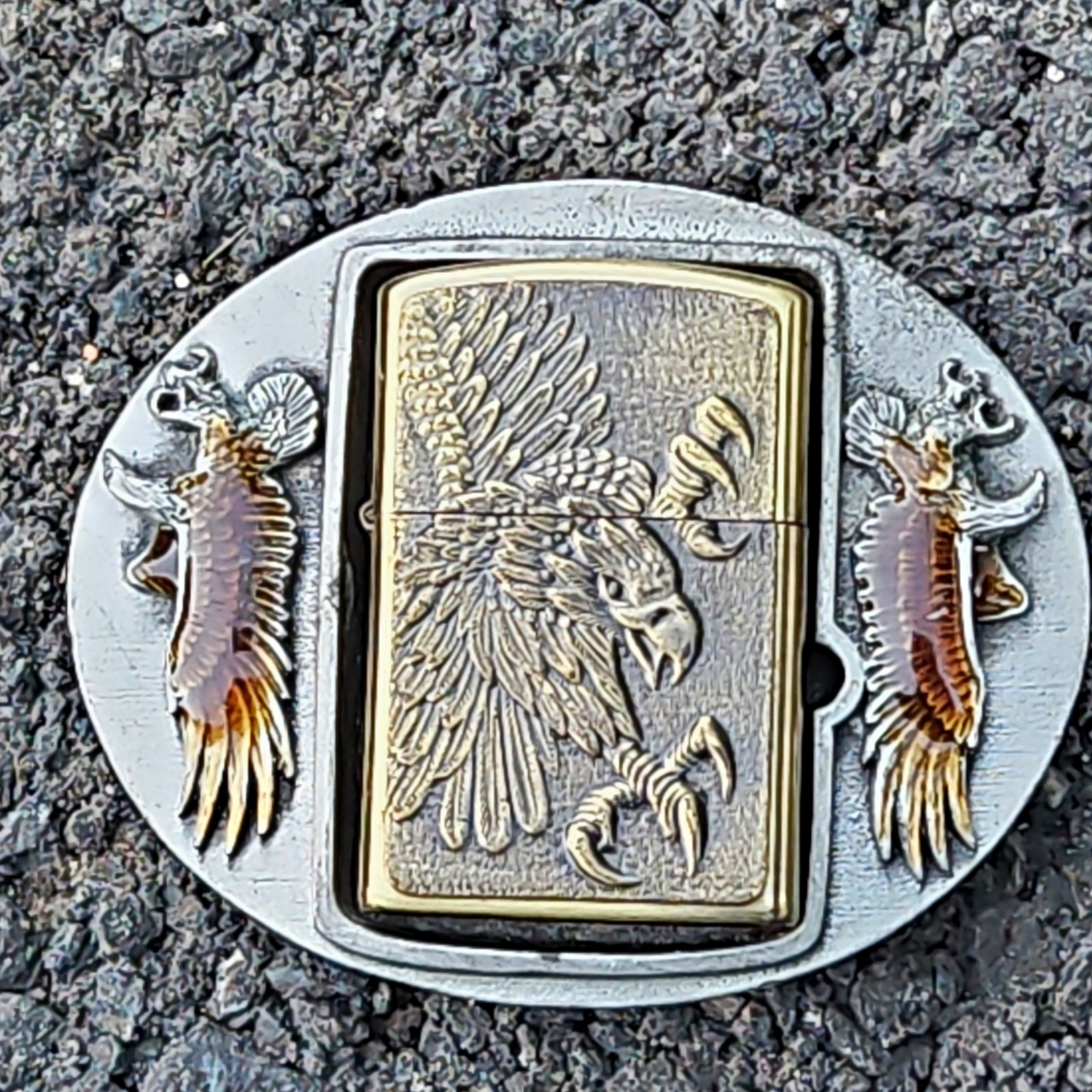 Vintage**Official**Zippo Belt Buckle & Eagle Embossed Lighter*NEW**