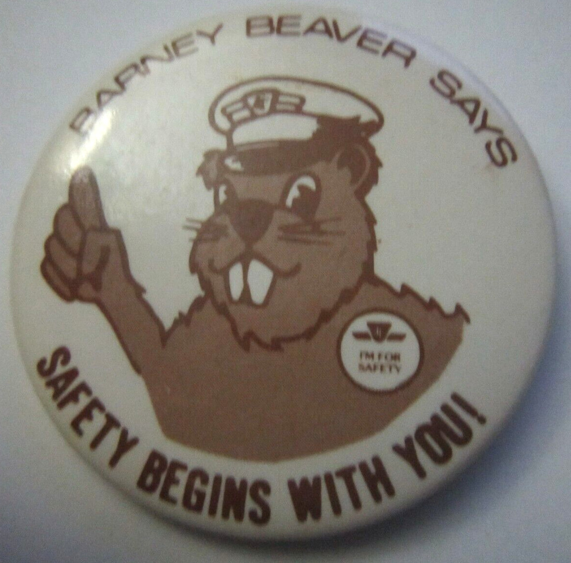Toronto Transit Comm TTC Barney Beaver Safety Begins with you Pinback/Button  