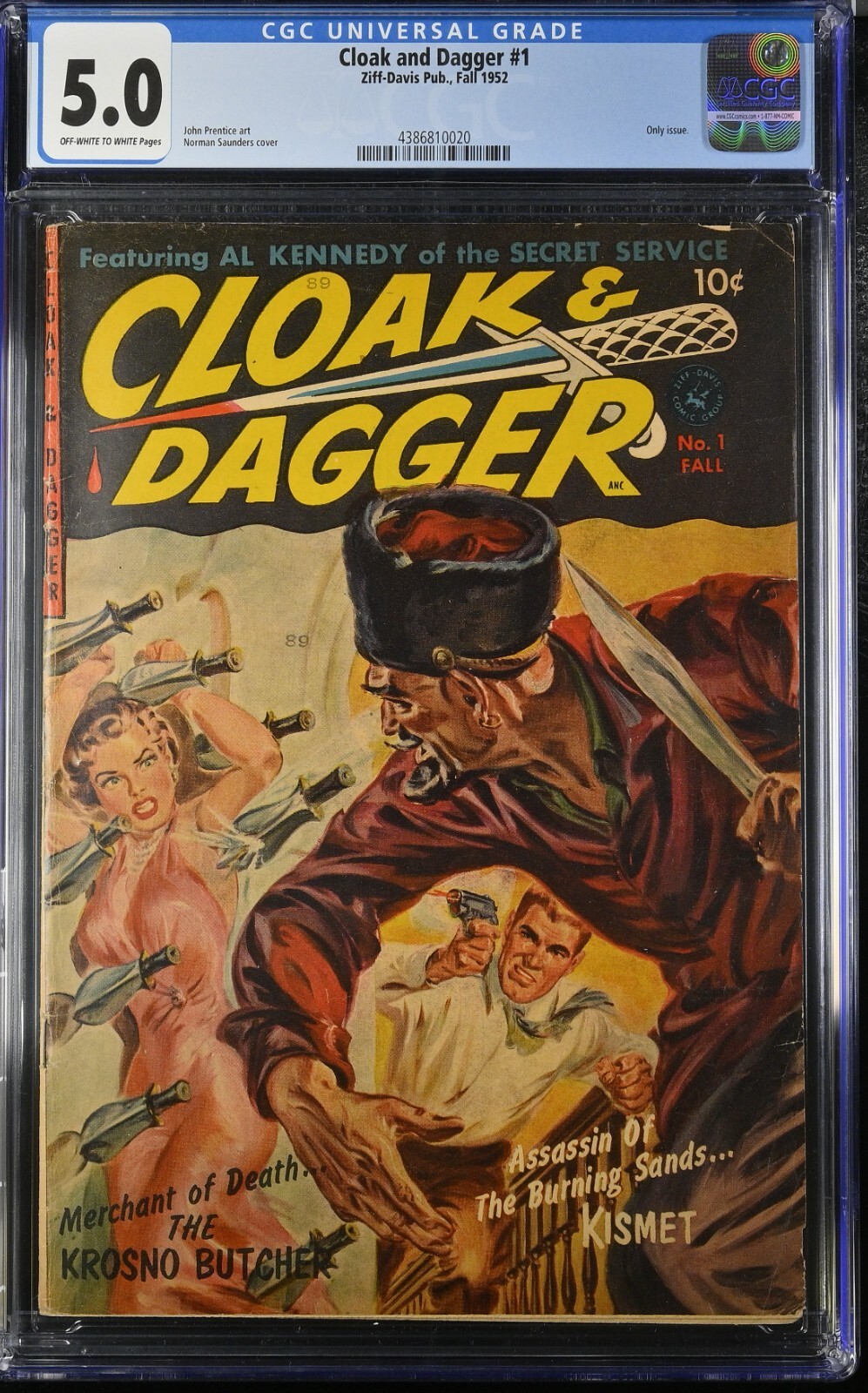 Cloak and Dagger #1 Ziff Davis 1952 Off White/White Pages CGC 5.0 4386810020