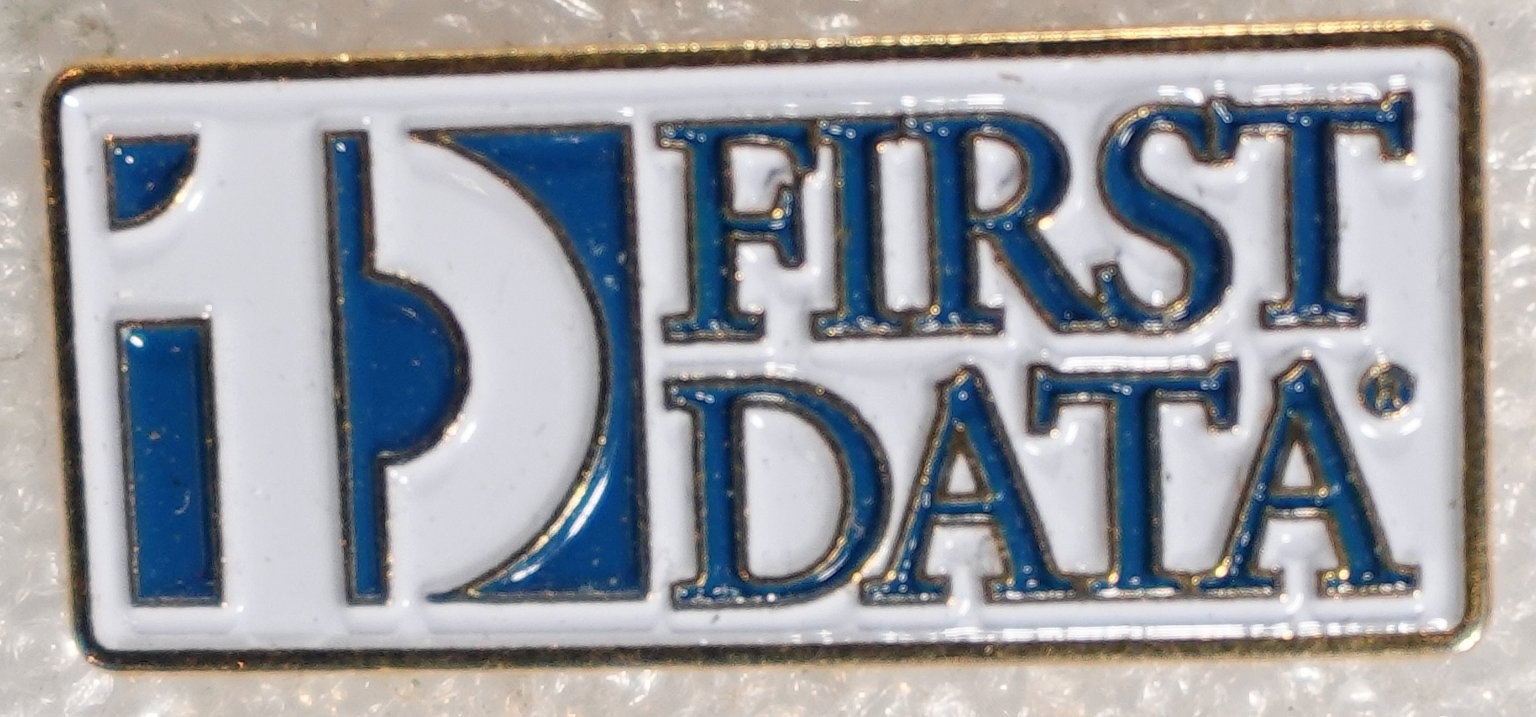 First Data Company Logo Promo Pin Rectangular Advertising Pinback Button