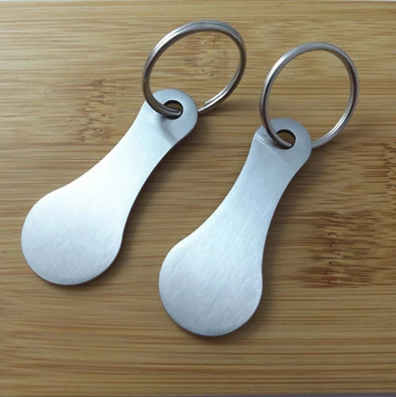 2pcs Metal Shopping Cart Tokens: Trolley Key Ring Coin Holder Keychain - NEW