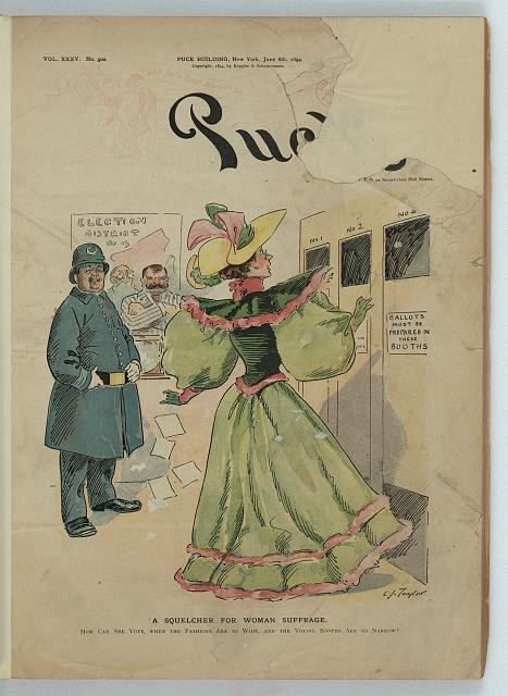 Photo:Puck Woman Suffrage Cartoon 1894 Voting Civil Rights Fashion