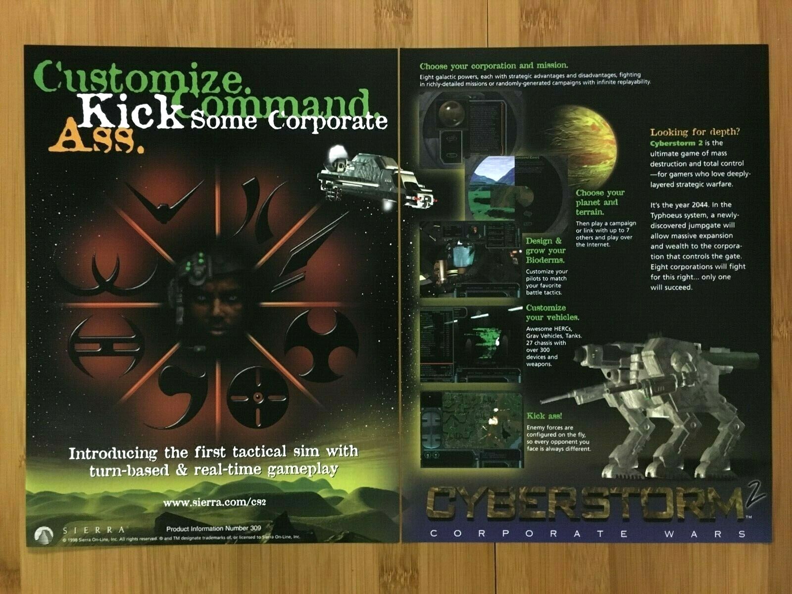 Cyberstorm 2: Corporate Wars PC 1998 Print Ad/Poster Official Big Box Promo Art