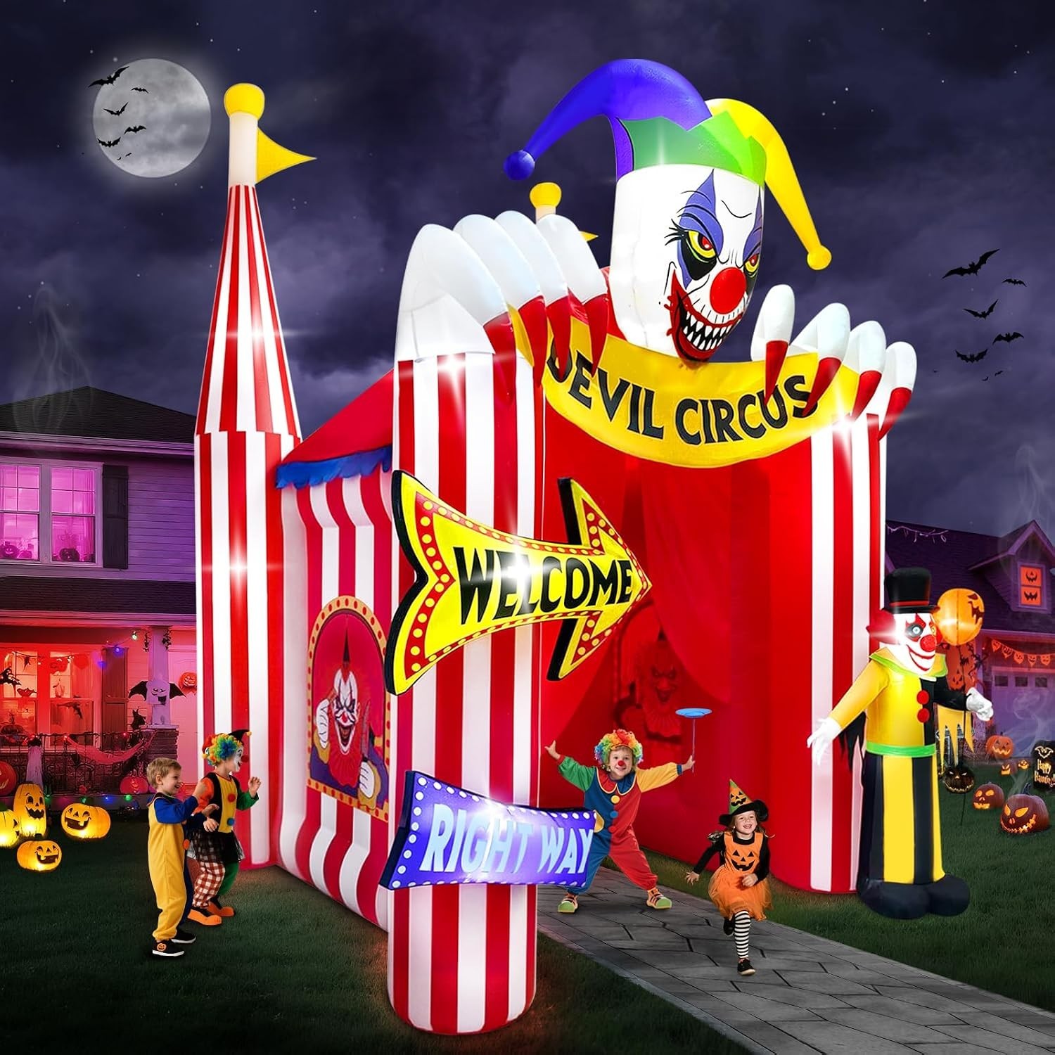 Kalolary 12FT Tall Halloween Inflatables Archway Clown Circus Haunted House