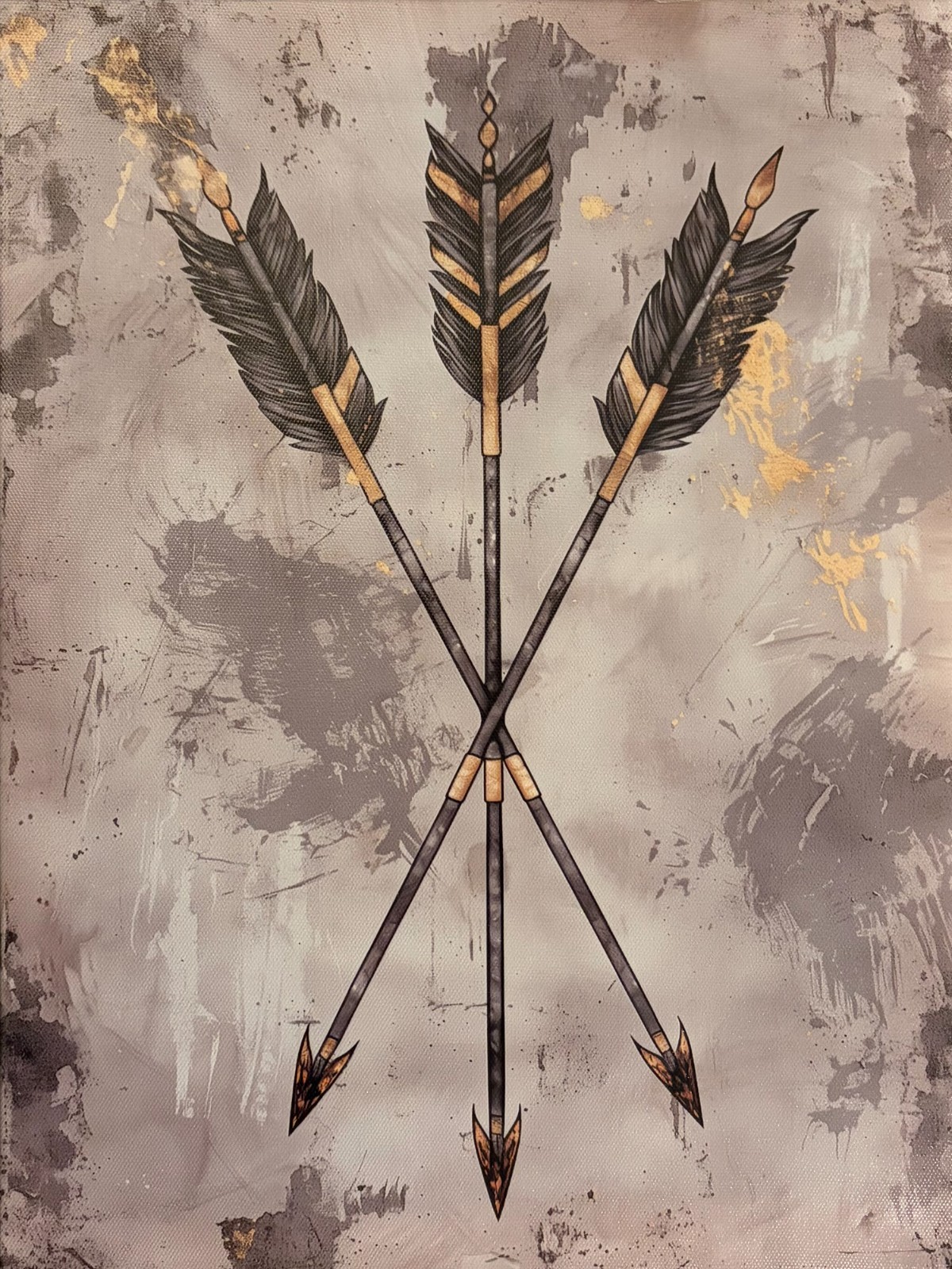 NATIVE AMERICAN CROSSED ARROWS ON CANVAS-IMPRESSIVE STANDOUT ART - 12