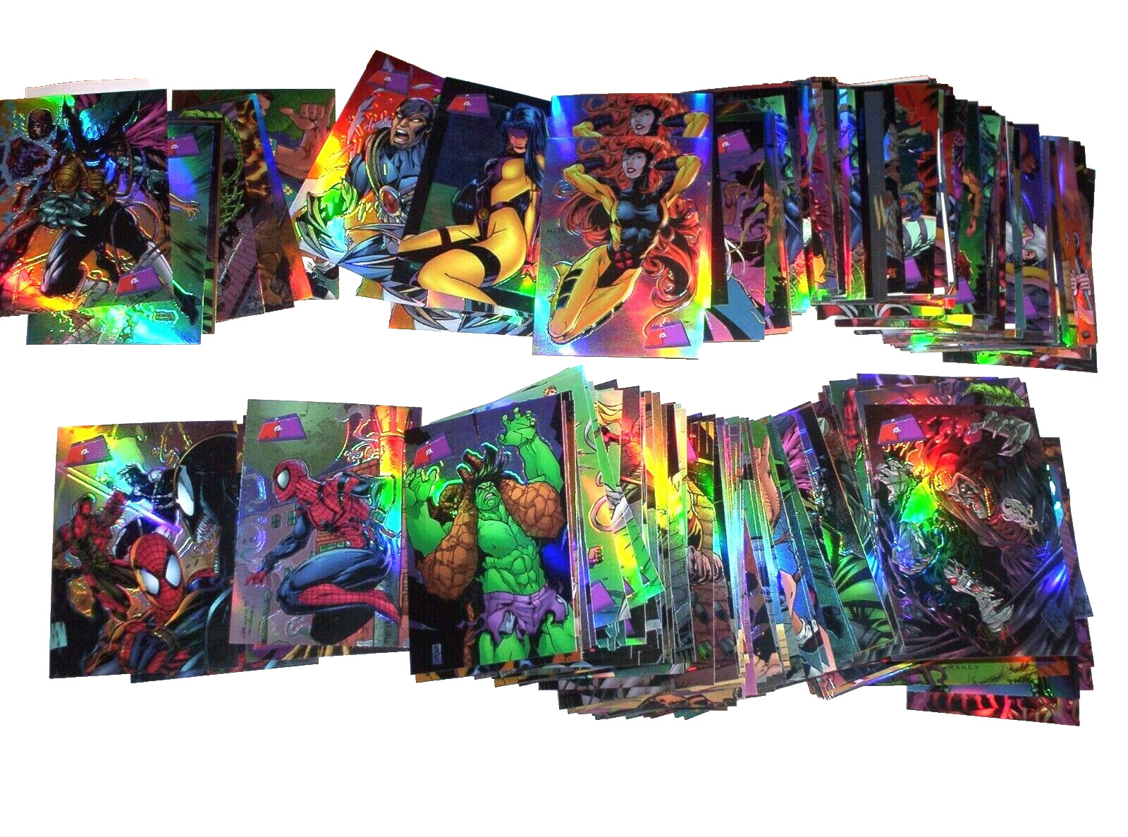 1997 Marvel vs Wildstorm Parallel Refractor SINGLE BASE CARD SPIDER-MAN VENOM