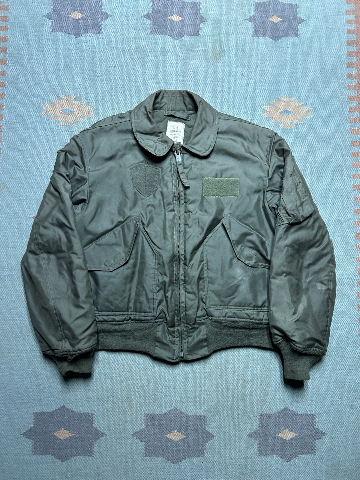 Vintage 1992 USAF CWU-45/P Flight Bomber Jacket Isratex Green Large 42-44