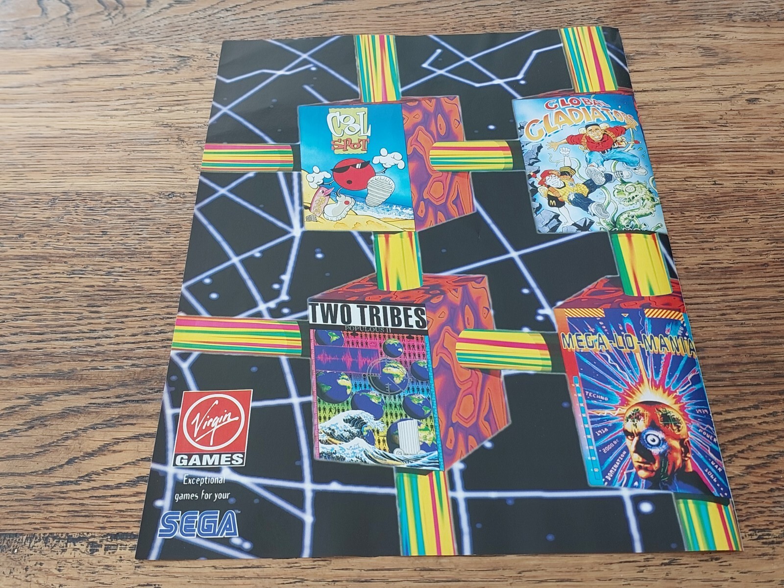 Cool Spot, Two Tribes, Mega Lo Mania Sega Mega Drive Virgin Game Ad Print Advert
