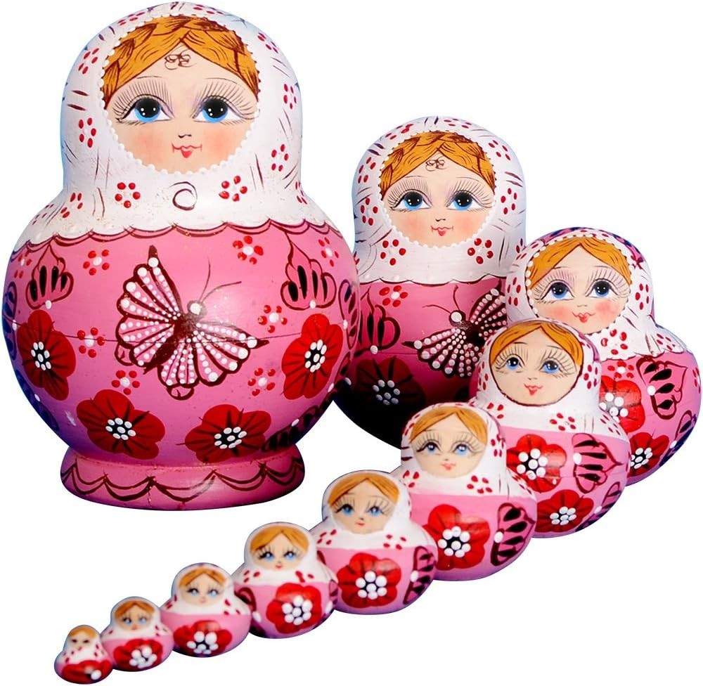 Russian Nesting Dolls for Kids Matryoshka Doll 10Pcs Handmade