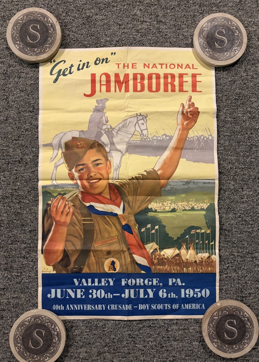 Boy Scout Of America Poster Get It On The National Jamboree 1950 Valley Forge PA