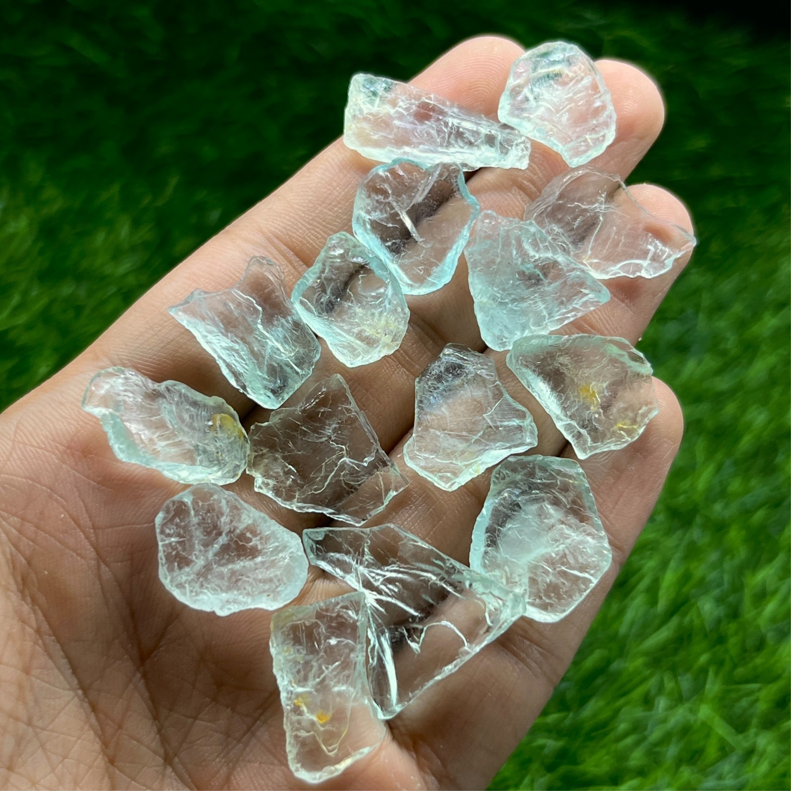 118 Ct Natural Mozambique Aquamarine Flat Rough Lot | 15 Raw Beryl Gemstones