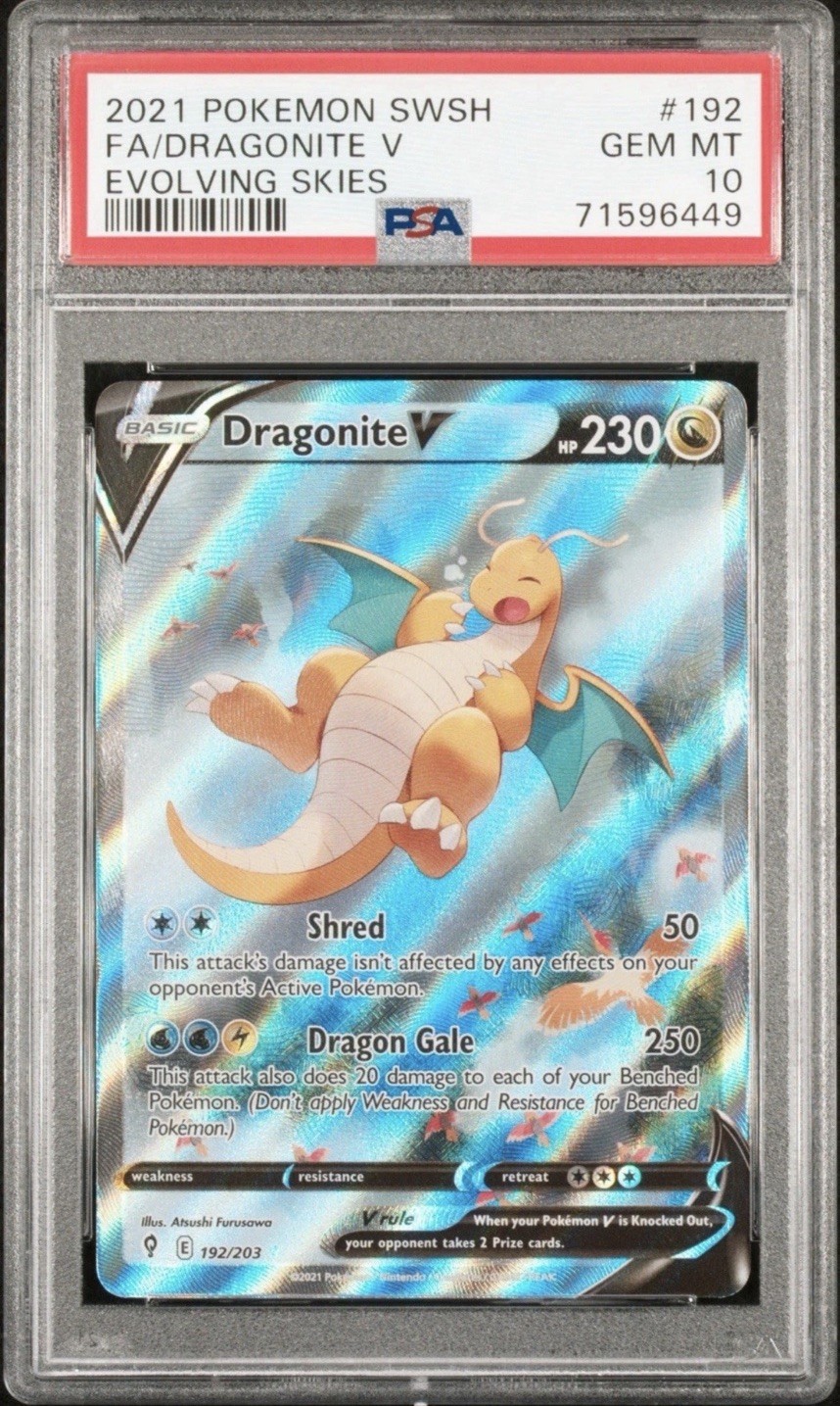 Dragonite V Evolving Skies 192/203 SWSH PSA GM 10 Hot Pack