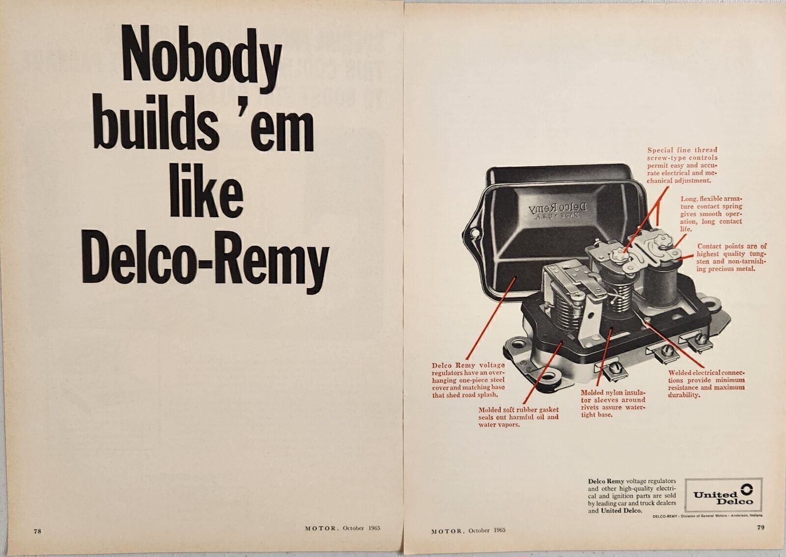 1965 Print Ad United Delco Remy Voltage Regulators Anderson,Indiana