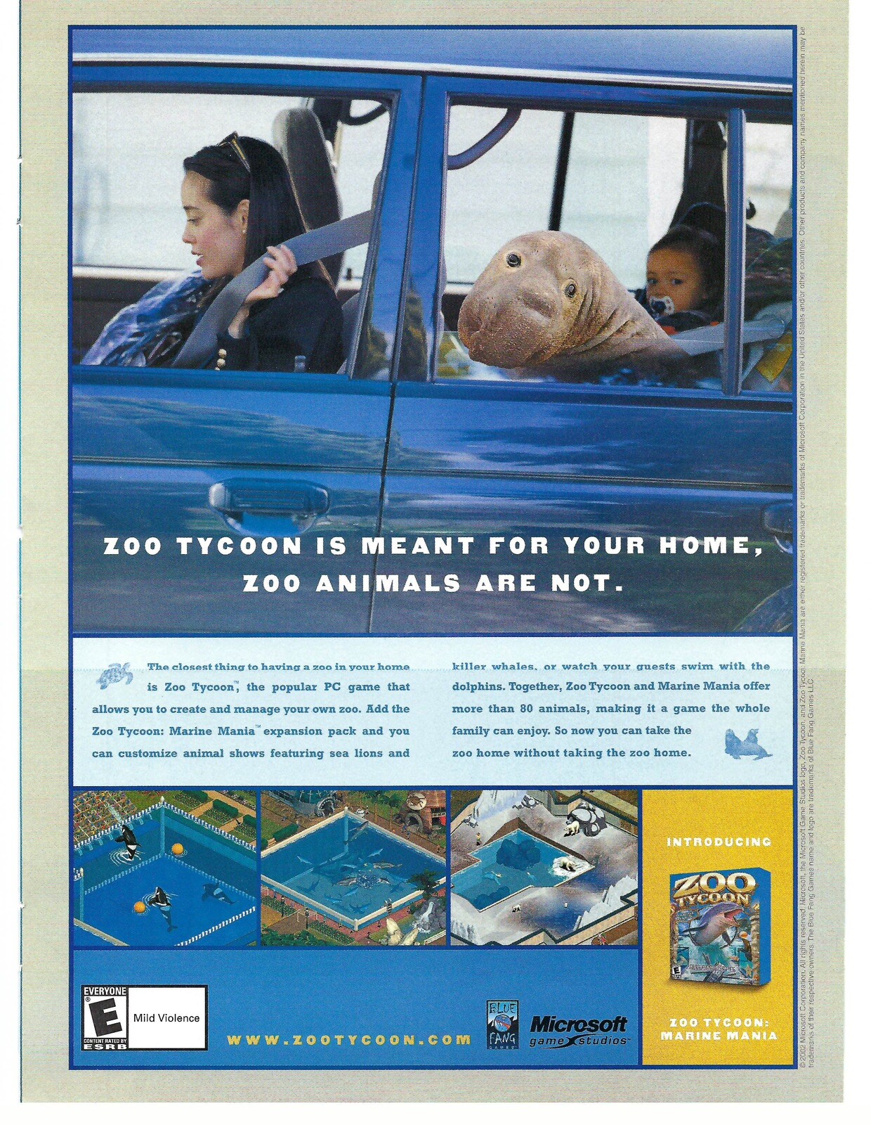 2003 Microsoft Zoo Tycoon Video Game Animals Vintage Magazine Print Ad/Poster
