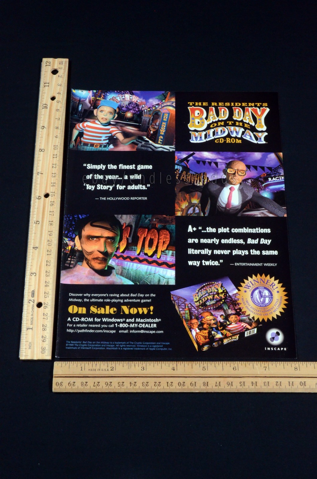 1995 Bad Day on the Midway Inscape PC Game Magazine Page Print Ad Poster 90s