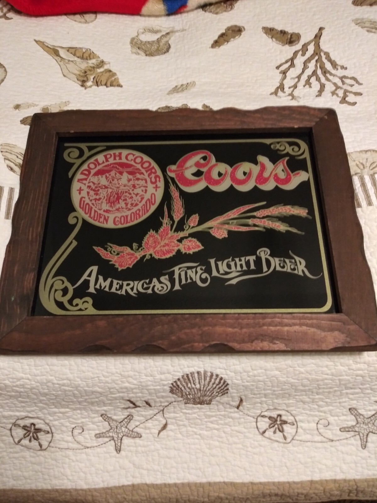 Vintage Adolph Coors American Fine Light Beer Wood Frame