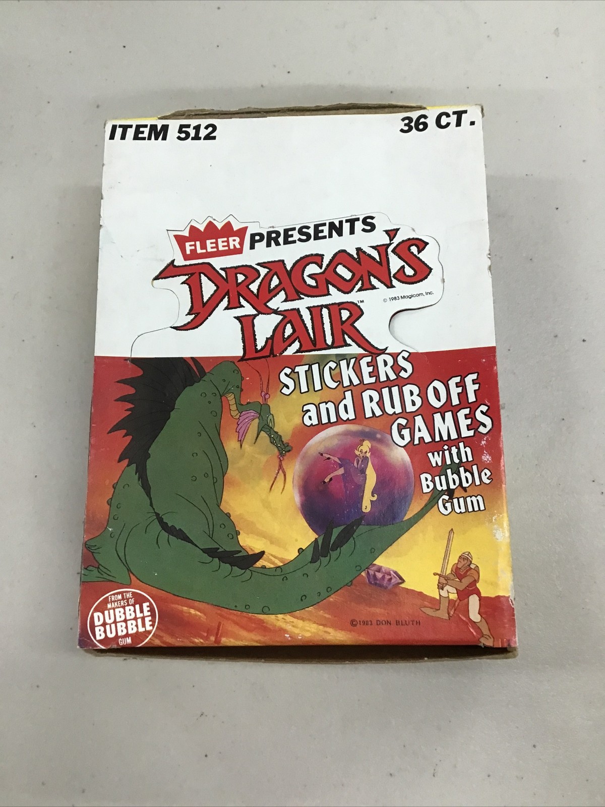 1983 FLEER DRAGON’S LAIR COMPLETE BOX STICKERS & RUB OFF GAMES 36/36 PACKS