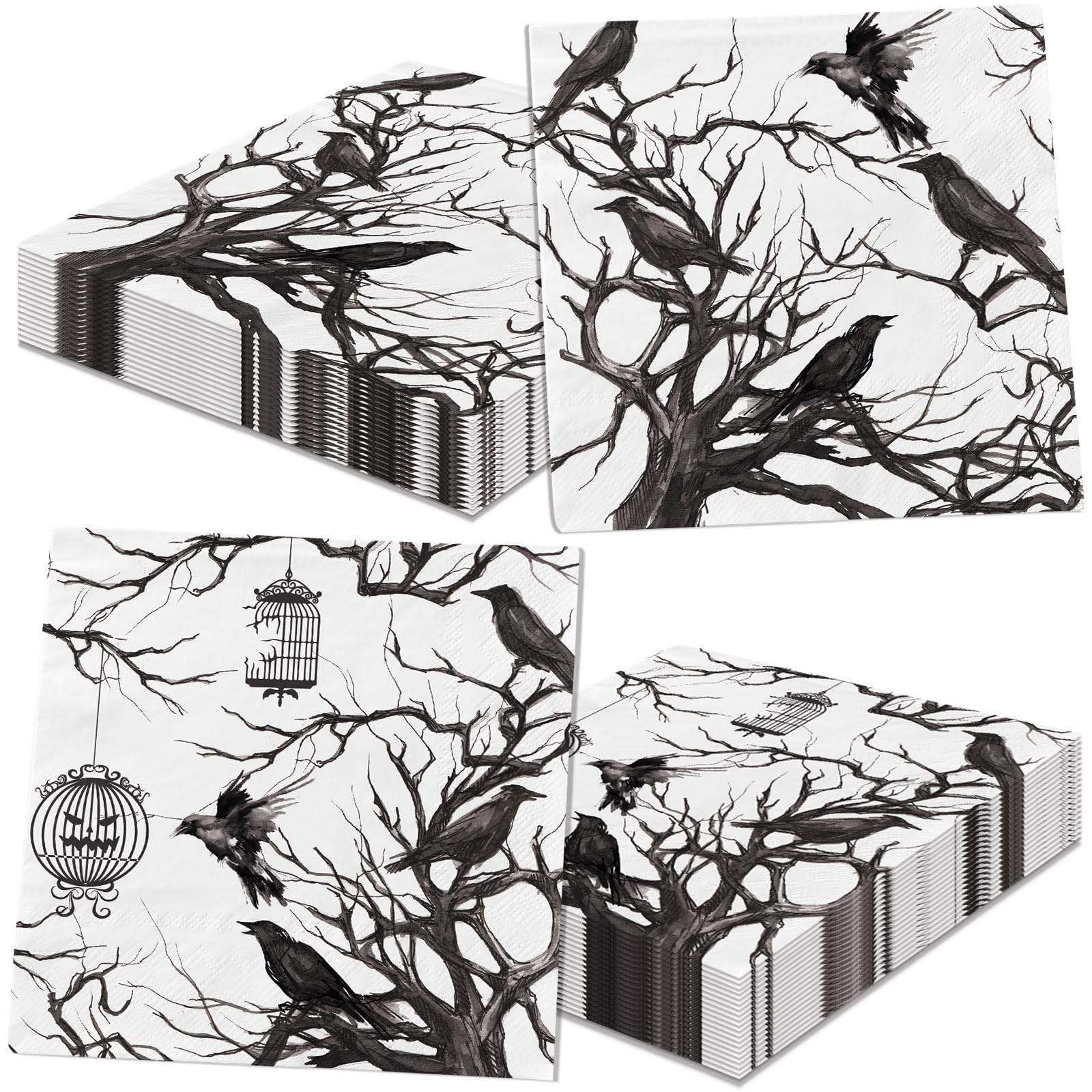 Halloween Paper Napkins, 40Pcs Gothic 13x13 inches, black