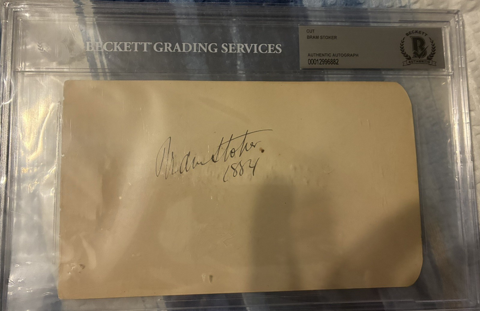 Bram Stoker 1884 cut Dracula Author ~ Beckett slab