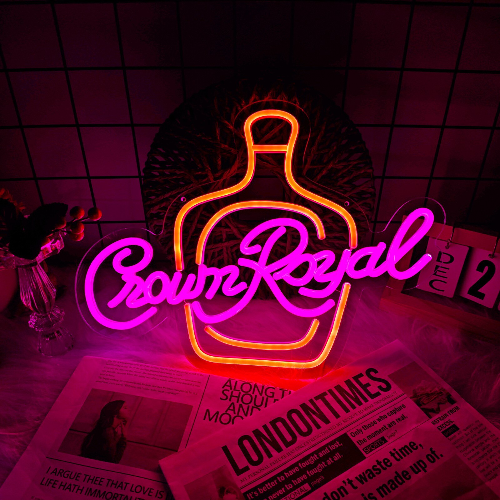 New Whiskey Neon Light Sign Beer Bar Lamp USB-powered for Men Cave,Wall Decor