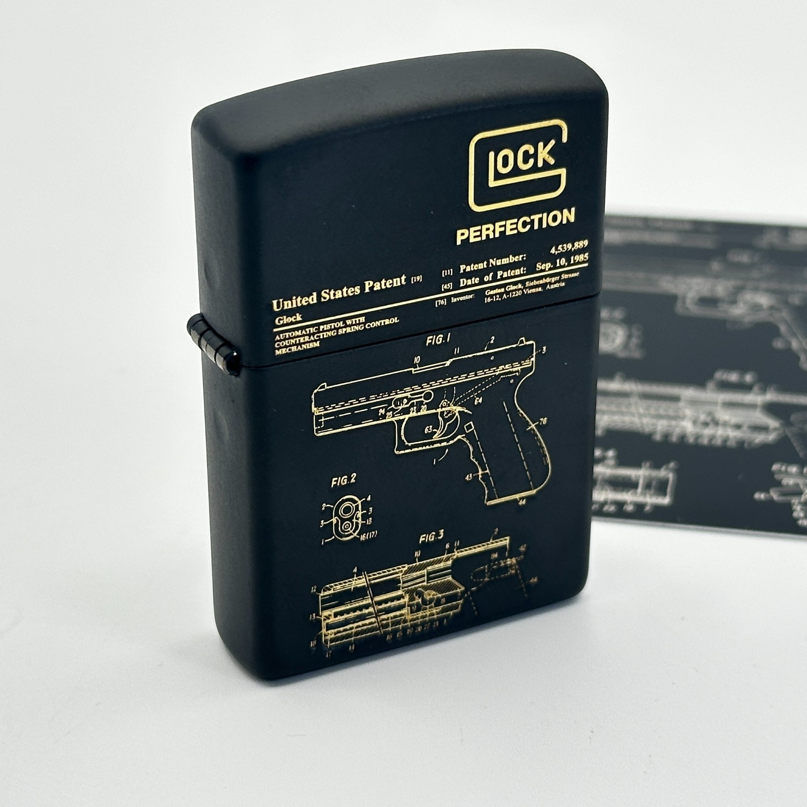 Glock Custom Zippo Lighter | Matte Black Zippo + Engraved Card | Made In USA
