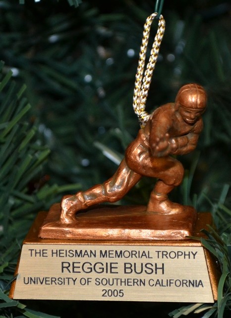 2005 REGGIE BUSH USC Trojans Heisman Trophy Christmas Football Ornament  2