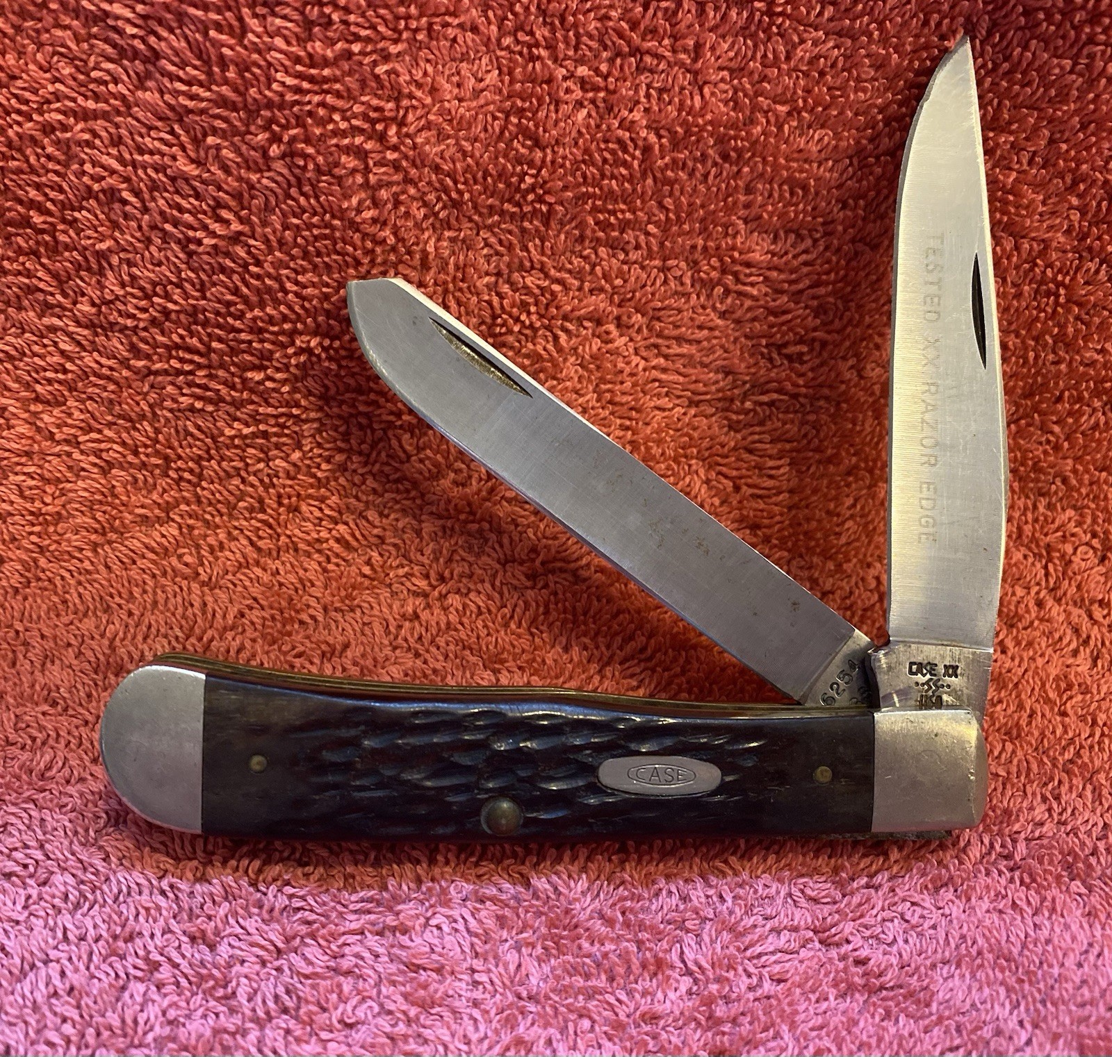Case XX 1986 Brown Jigged Bone 6254 SS Trapper Vintage Pocket Knife