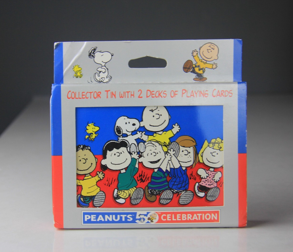 1999 Peanuts 50th Celebration Collector Tin - 2 Decks of Hoyle Playing Cards VTG