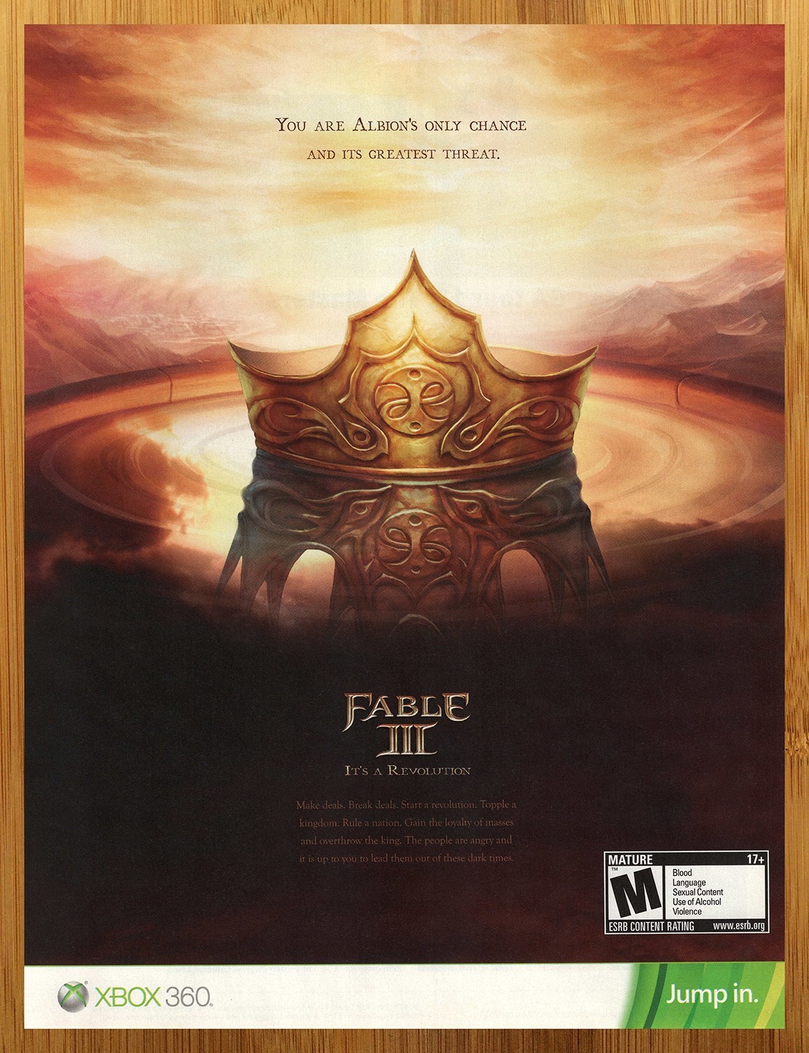 2011 Fable III 3 Xbox 360 Print Ad/Poster Official Video Game Promo Wall Pop Art