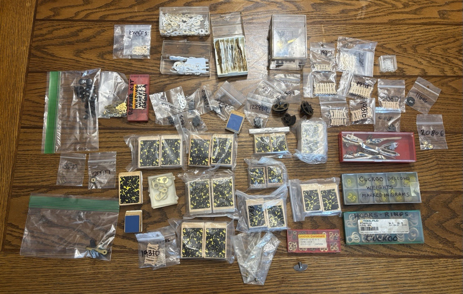 Vintage HUGE LOT OF Cuckoo Clock Parts - Bellows HANDS and More Rare Lot
