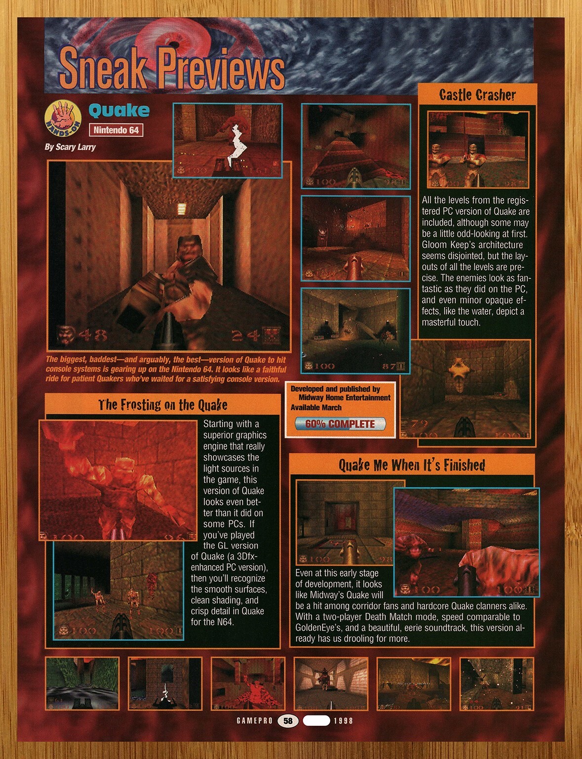 1998 Quake N64 PREVIEW Print Ad/Poster Authentic Video Game Promo Wall Art 90s