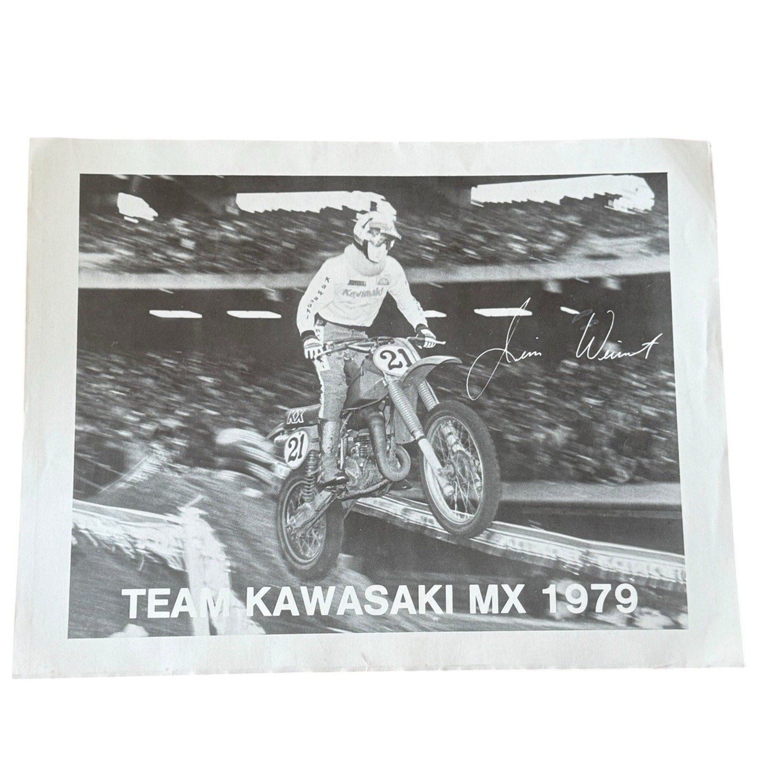 1979 Team Kawasaki MX Poster Jim Weinert #21 Vintage Motocross Racing Promo